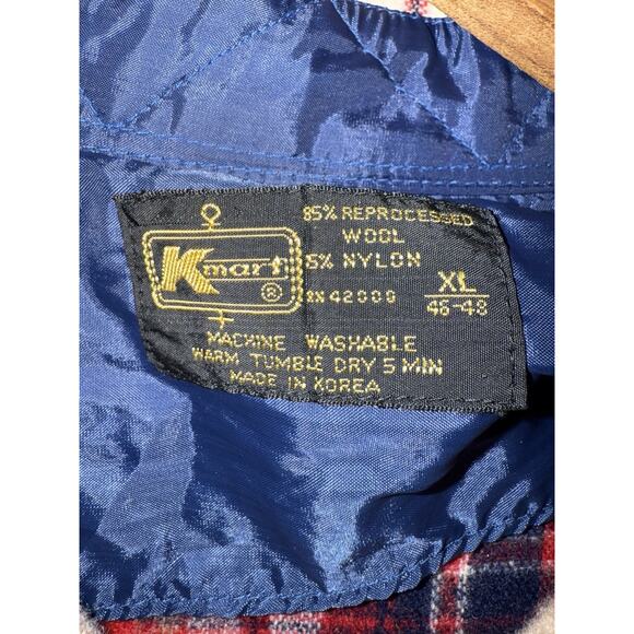 Vintage Kmart Mens XL Flannel (85% Wool) Shirt Plaid 70's 80's Long Sleeve - Picture 3 of 4